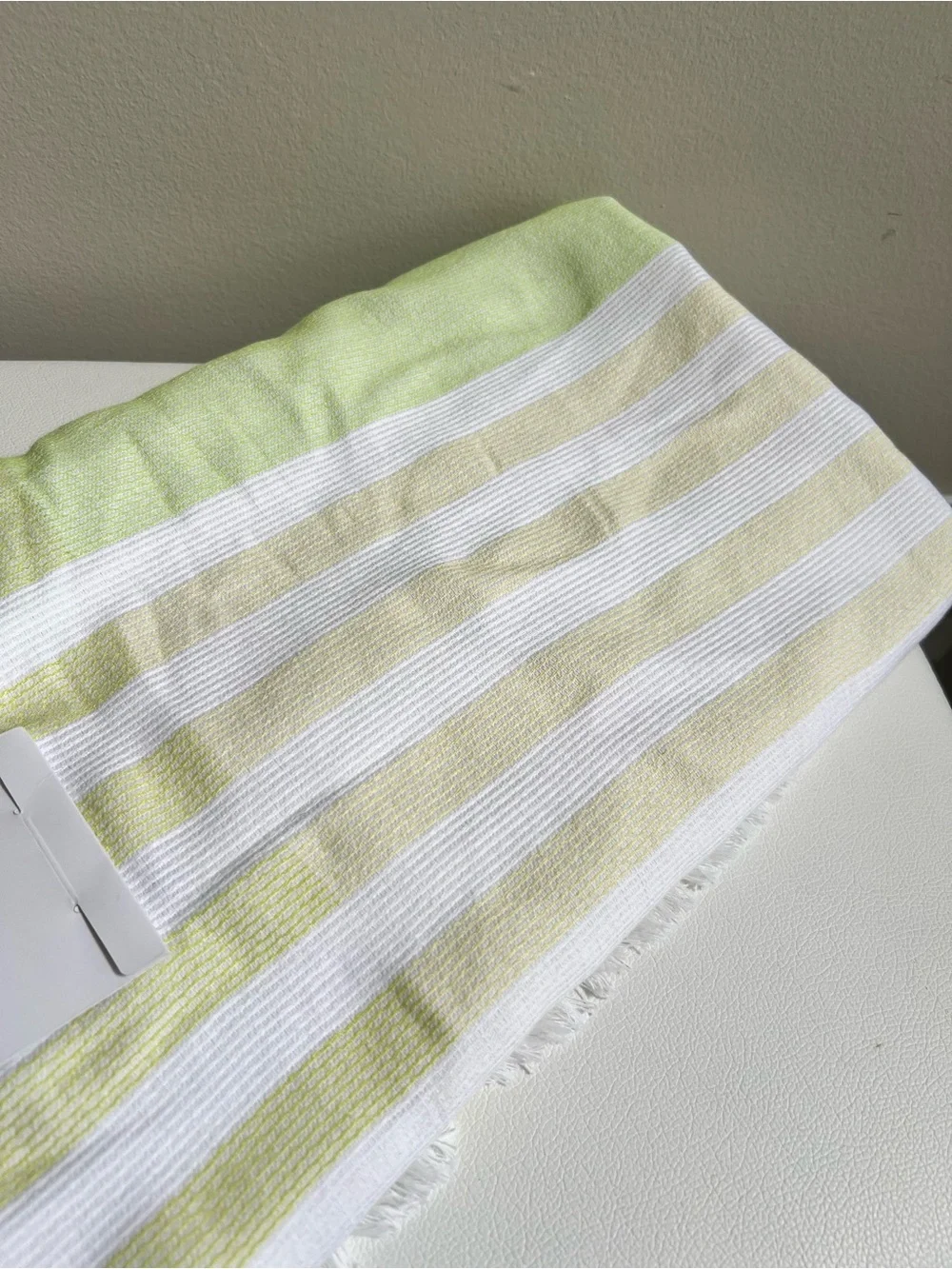 UGG Striped Beach Towel - White & Light Lime 40” X 72” NEW!!